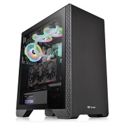 Thermaltake S300 TG - Torre - ATX - panel lateral con ventana (cristal templado) - sin fuente de alimentación (PS/2) - negro - USB/Audio