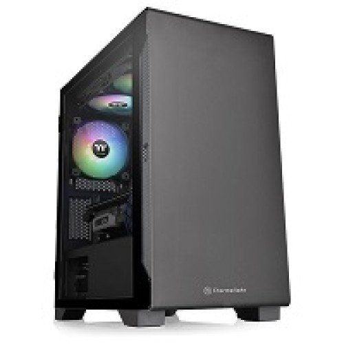 Thermaltake S100 TG - Torre - micro ATX - panel lateral con ventana (cristal templado) - sin fuente de alimentación (PS/2) - negro - USB/Audio