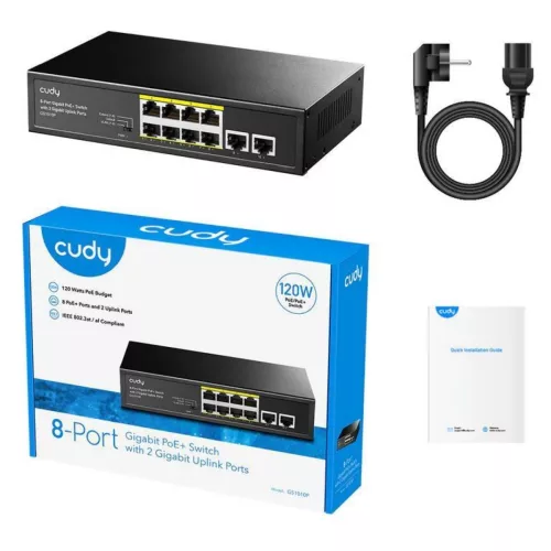 Switch 8p POE Cudy Gigabit + 2 puertos Uplink