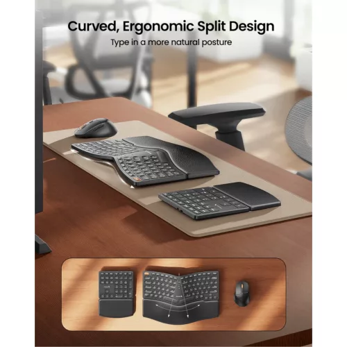 Combo Mouse y Teclado Español Ergonómico Inalámbrico 3en1 ProtoArc Ekm04