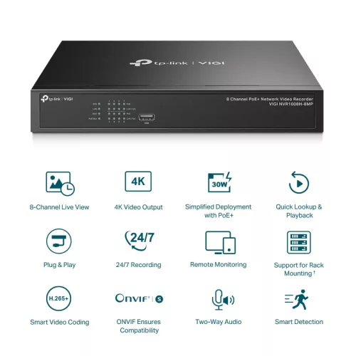 Nvr Tp Link Ip 8 Canales Poe 1008h8mp