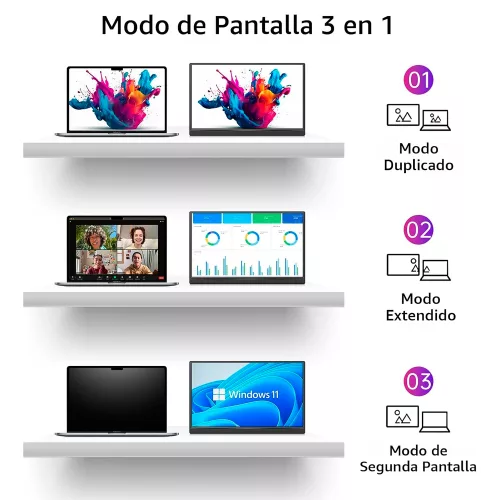 Monitor Portable YXK Pm1562 15,6'' 1080p Soporte Integrado