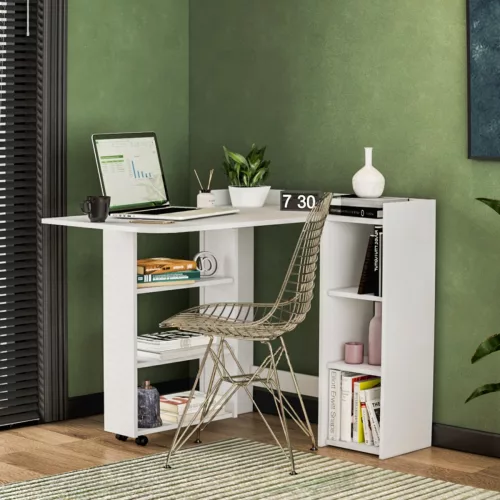 Escritorio Esquinero Rebatible c/Estantes MIDAS
