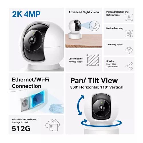 Cámara Ip Tp-link Tapo C222 2k 4mp Wifi Rj45 Visión Nocturna