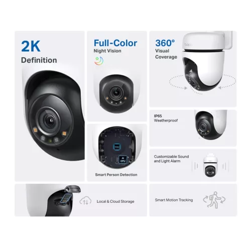 Cámara De Seguridad Tp-Link Tapo C510w Exterior Visión Nocturna 2K 360°