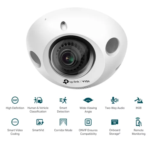 Cámara Seguridad Ext Tp-Link Vigi C230I Mini Color Día Noche 2K 3mp
