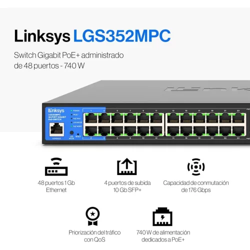 Switch Linksys 48 Puertos Gigabit Poe+