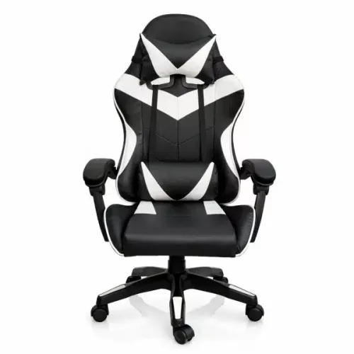 Silla Gamer ergonómica con masajes negra y blanca