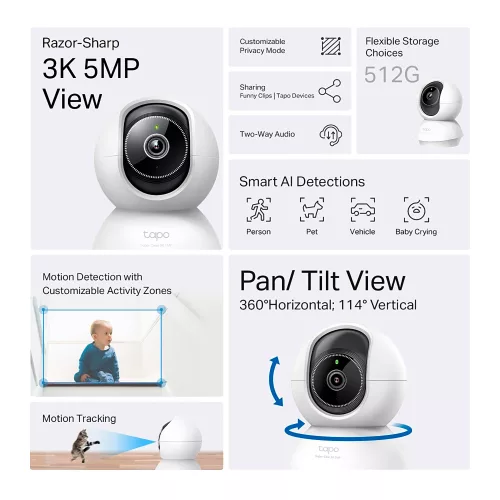 Cámara Ip Tp-link Tapo C230 3k 5mp Wifi Visión Nocturna