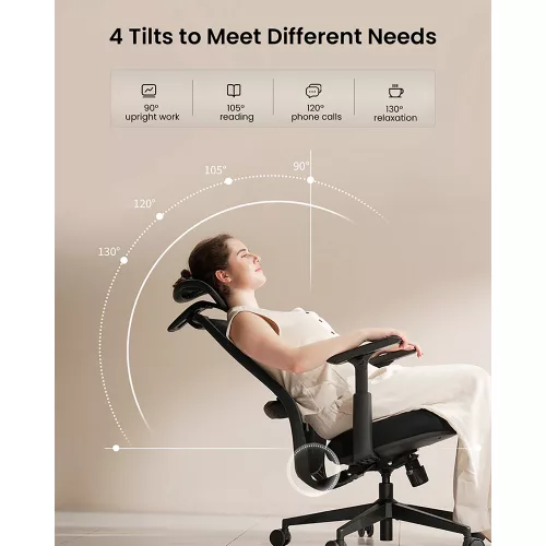 Silla de Escritorio Ergonómica Ajustable 360°/130° ProtoArc Ec200