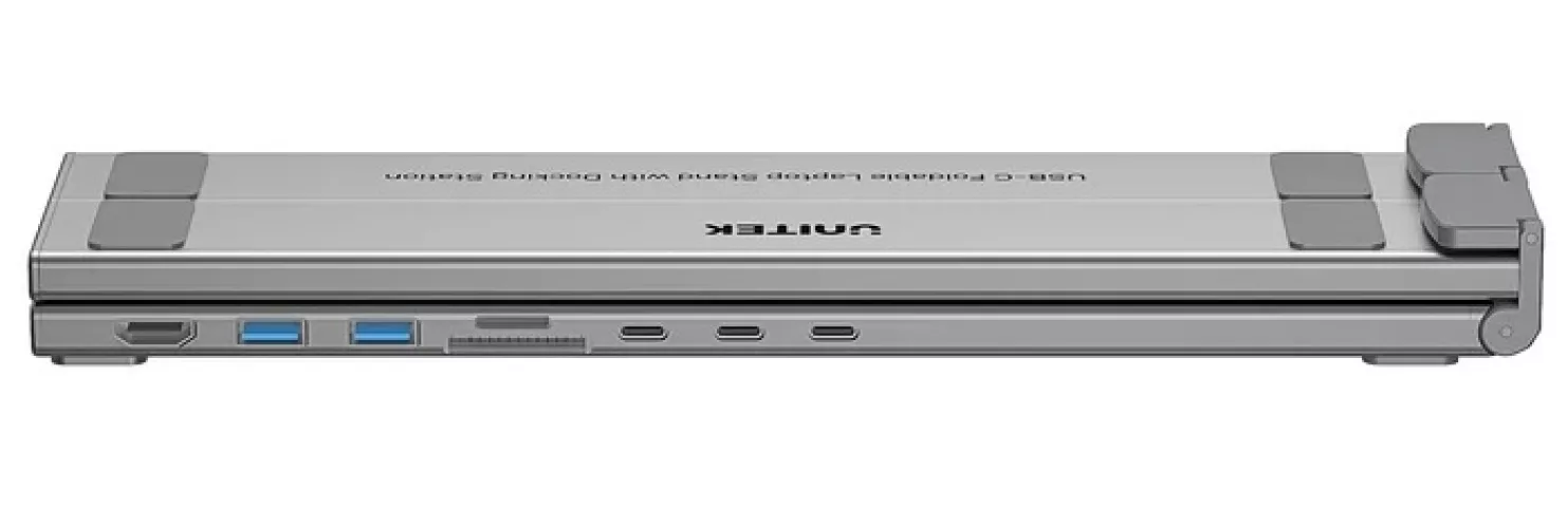 Soporte y HUB Unitek para Notebook aluminio plegable